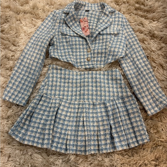 SHEIN Jackets & Blazers - BLUE TWEED 2-PIECE SET